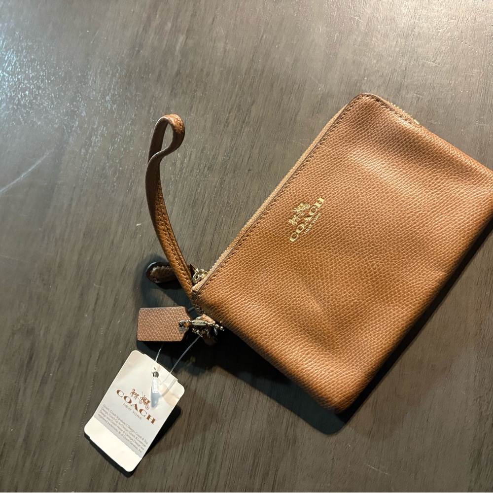 Coach Tan Leather Wristlet